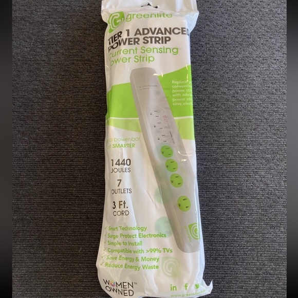 Power strip Tier 1 Advanced Energy Save Current Sensing Smart Power-  7 Outlet - Picture 2 of 4